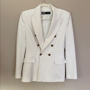ZARA Cream Double-Breasted Blazer with Gold Buttons